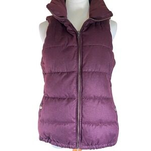Old Navy Wool Blend Quilted Vest Women's Burgundy Sleeveless Puffer - Size Small